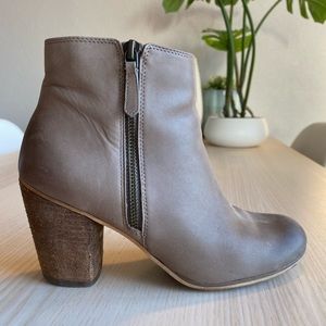 BP Genuine Leather Heeled Booties in Taupe